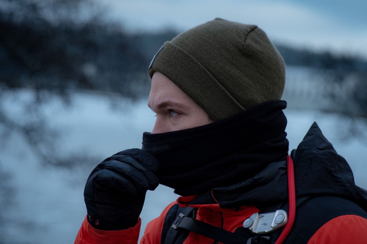 Gloves and scarf in cold weather