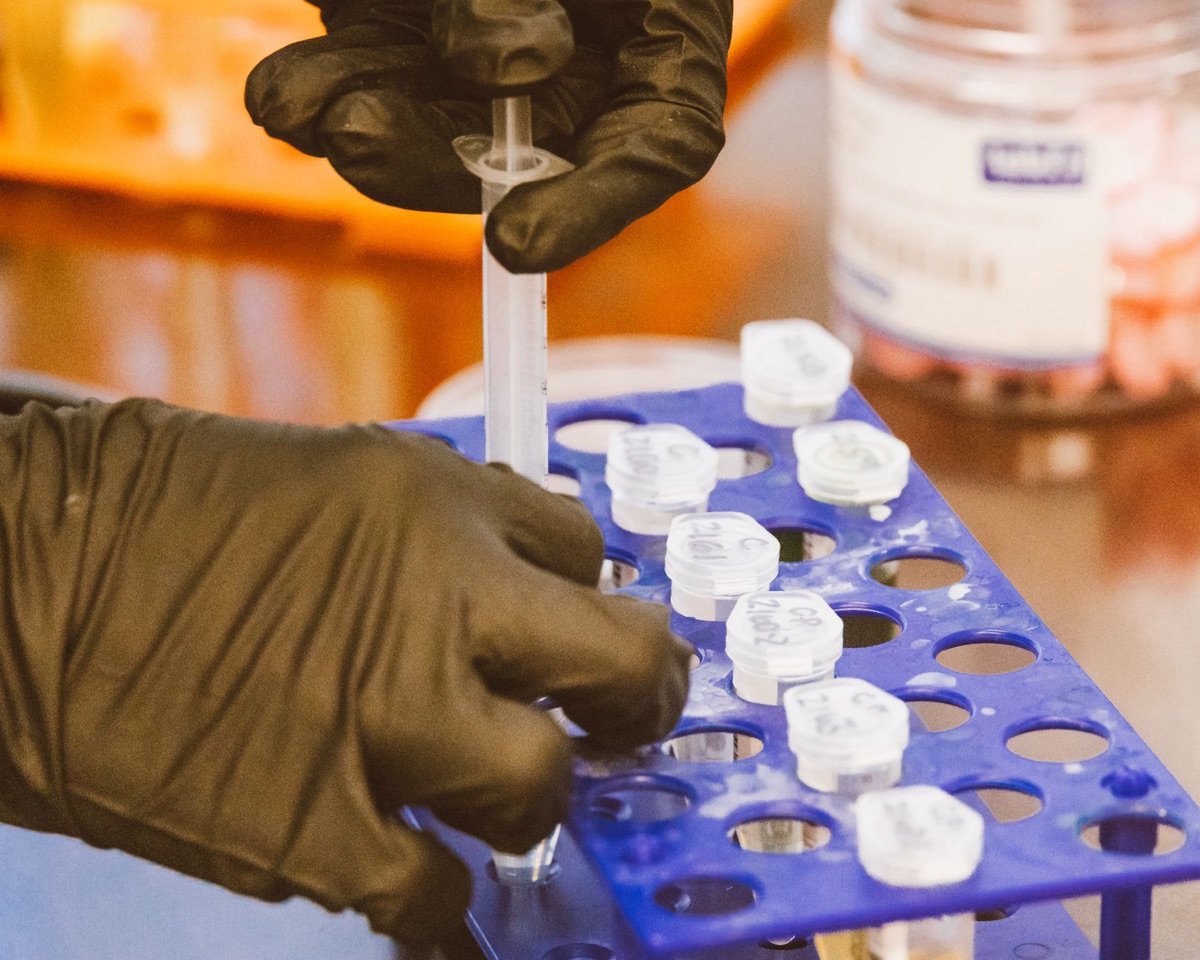 laboratorio de investigación con muestras de omega 3