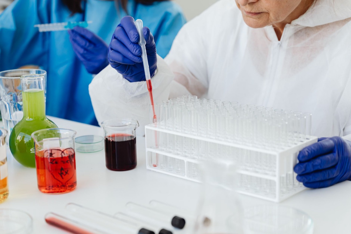 lab test tube with heart enzyme levels